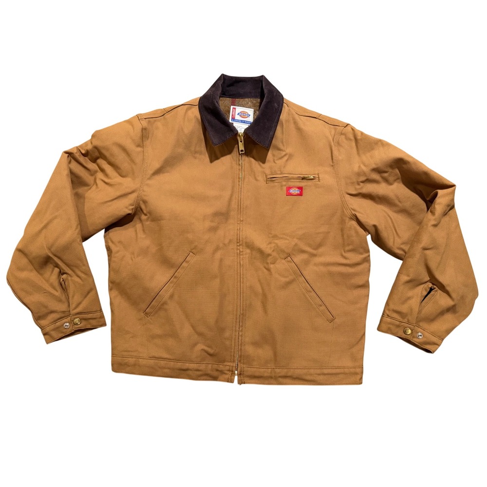 Dickies Detroit Style Jacket Mens Large Biege Canvas Workwear Blanket Lined